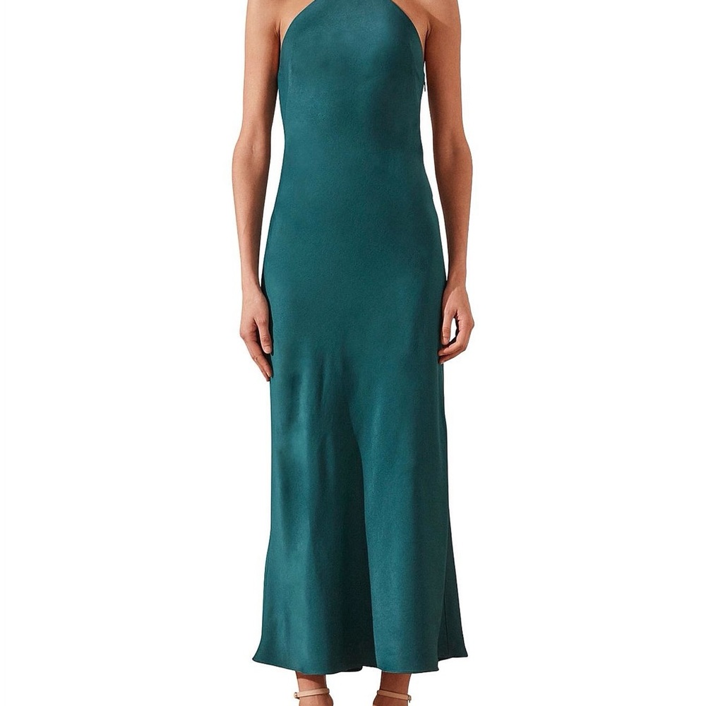 SHONA JOY BRIDESMAID Elegant Teal Halter Maxi Dress